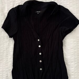 Madewell Black Short-Sleeve Button Down Shirt